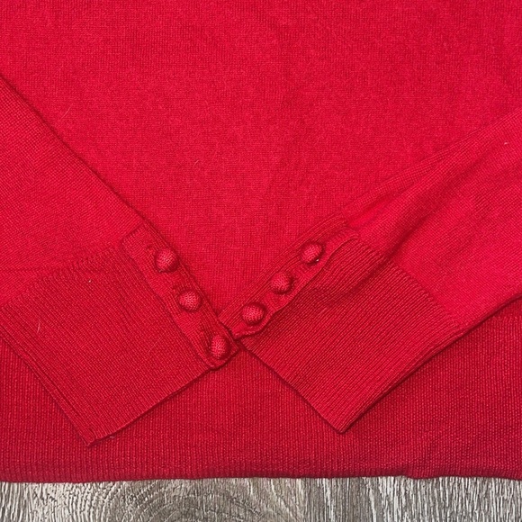 Talbots 100% merino wool Red Turtleneck Sweater red size large cowl neck - Picture 4 of 8